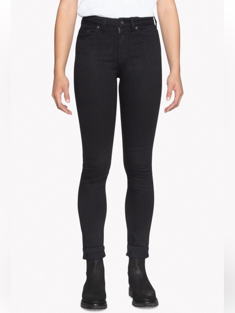 🟢3/$25 Naked&Famous Denim Mall Goth Black Skinny Mid-Rise Power Stretch 28